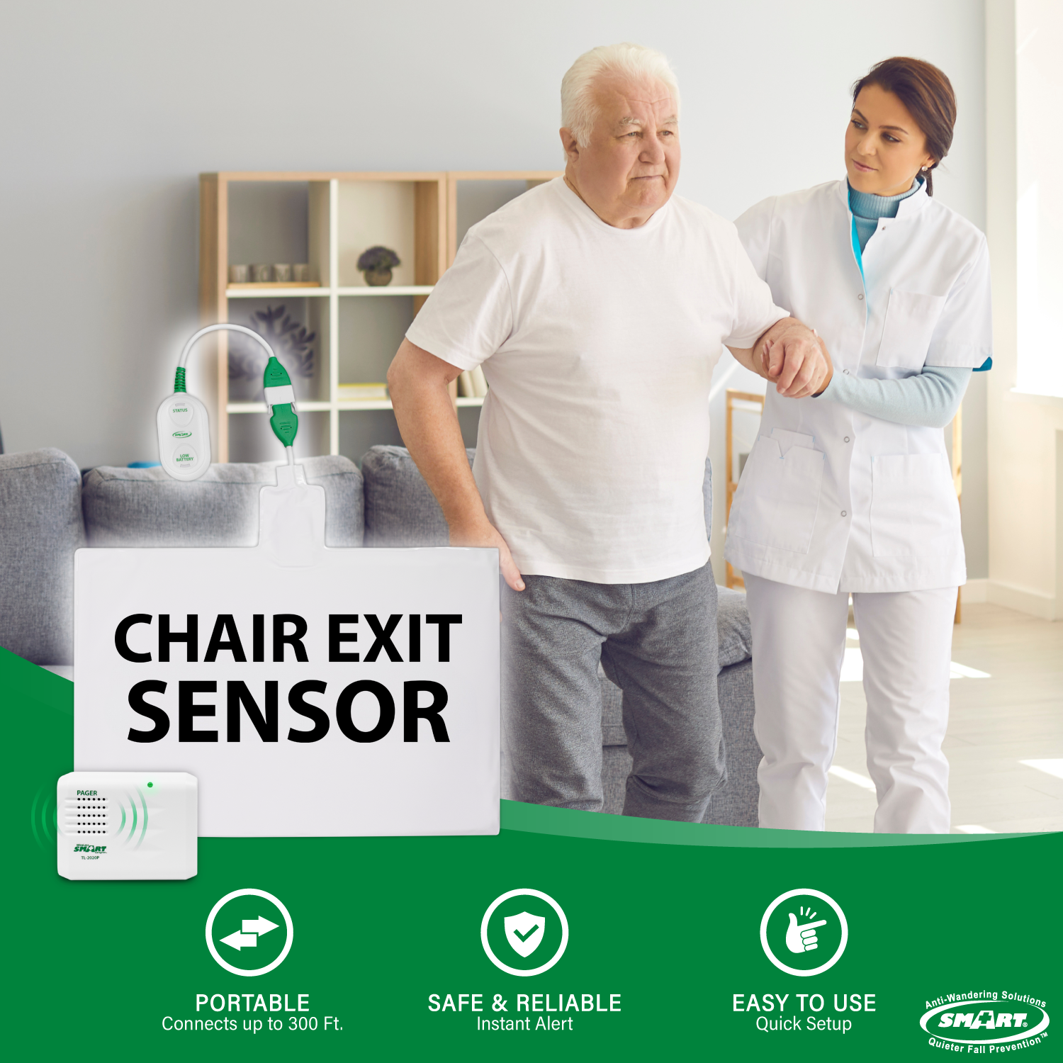 Chair Notifier Chair Alarm with Caregiver Pager – Smart Caregiver