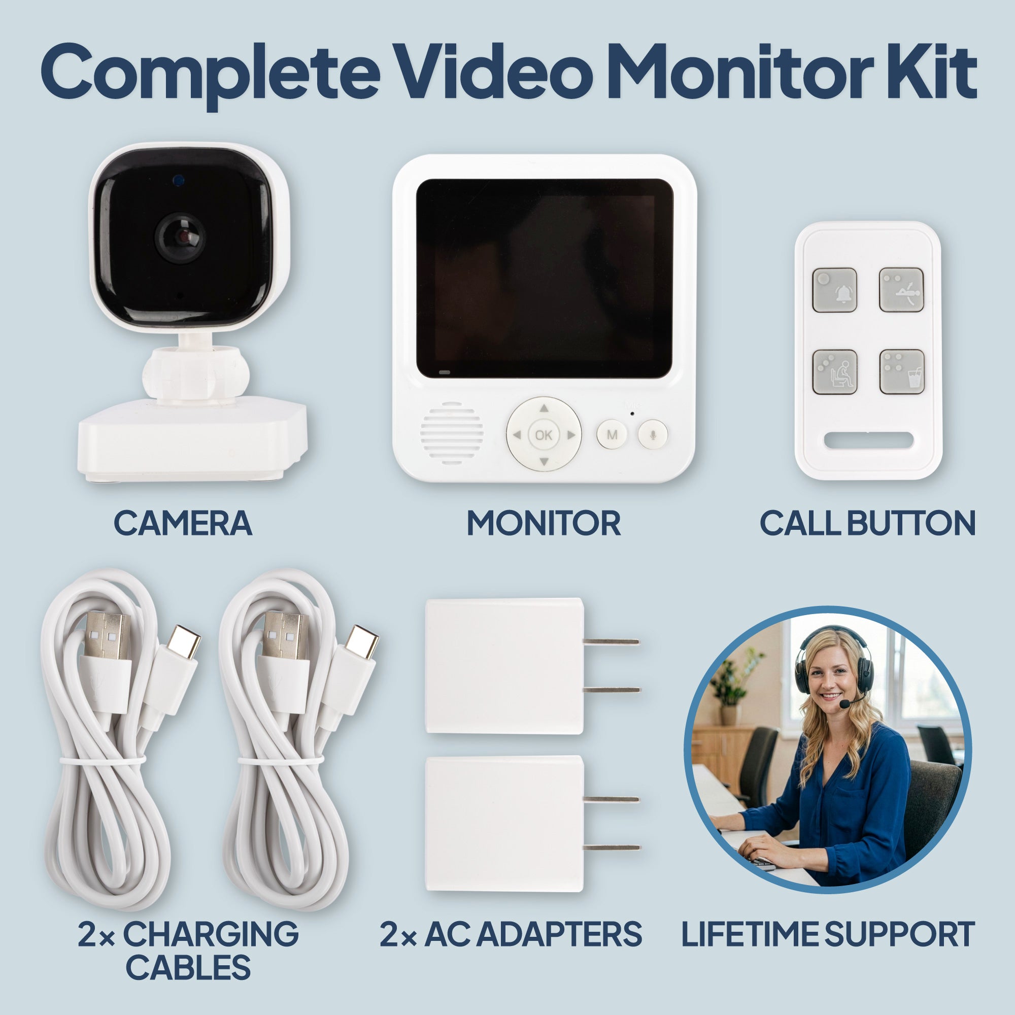 Video Baby Monitor for Elderly Care with Call Button